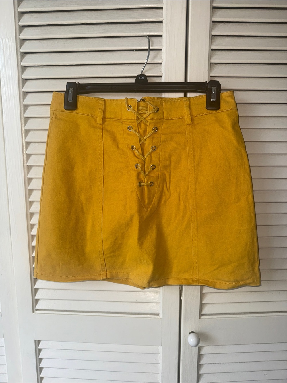 Forever 21 Mustard Yellow Lace-Up Mini Skirt